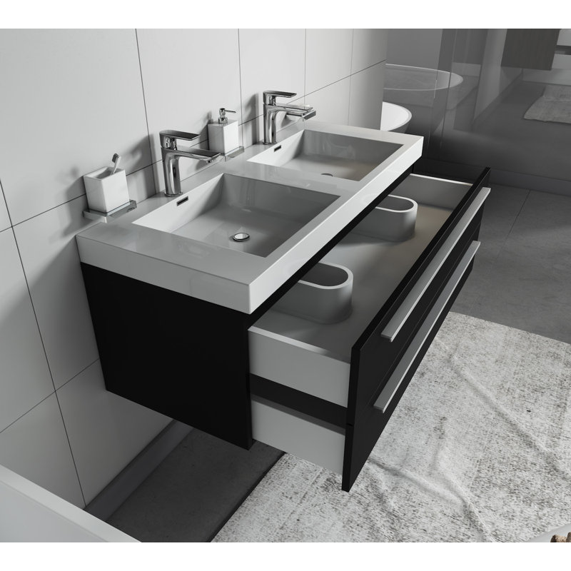 Belfry Bathroom 120 cm breiter wandmontierter Doppelwaschtisch Kailyn